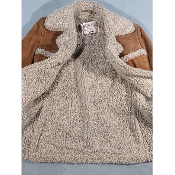 Vintage 70's Schott Rancher Shearling Coat Women 6 Suede Western Sherpa Jacket - Picture 4 of 8